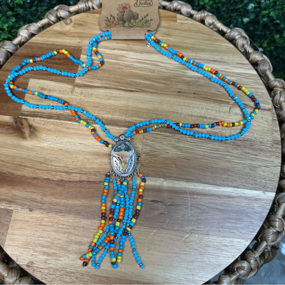 Justin‎ boots western Colorful Beaded Necklace with Pendant